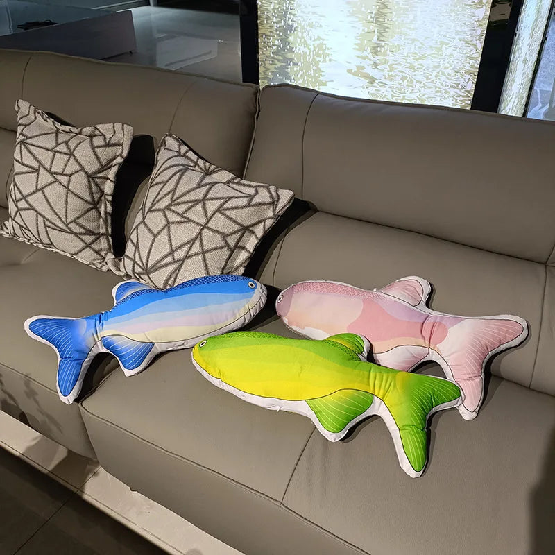 Soft Plush Fish Pillow with Colorful Marine Design - Image 4