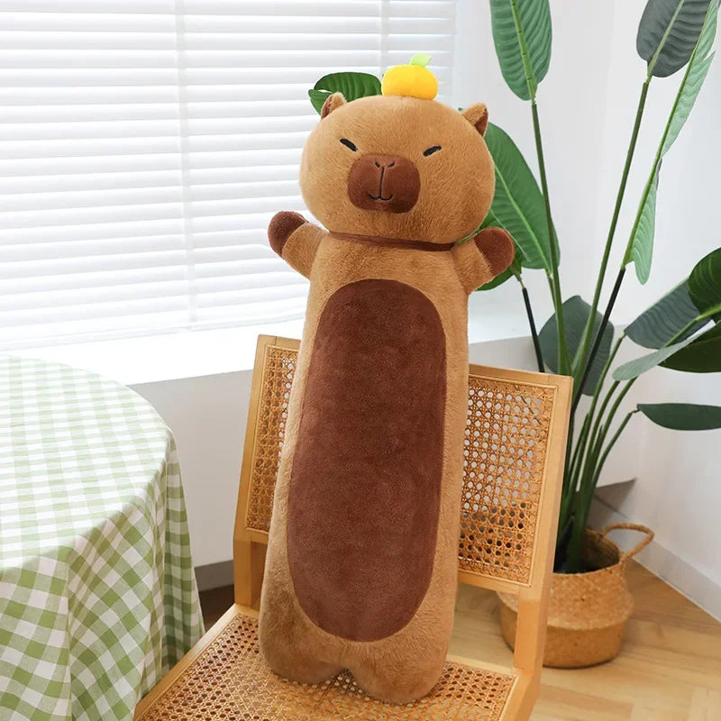Cute Brown Plush Bear Body Pillow with Sprout - Image 7
