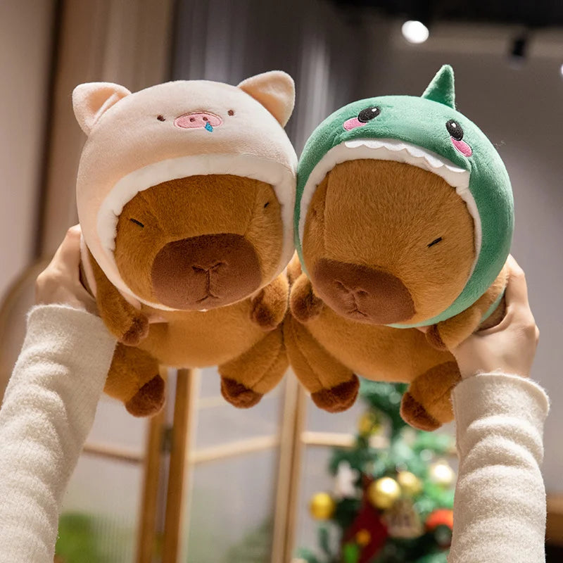 Adorable Capybara Plush in Animal Hats - Image 4