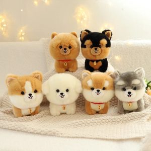 Cute Chubby Dog Plushie with Red Collar Charm