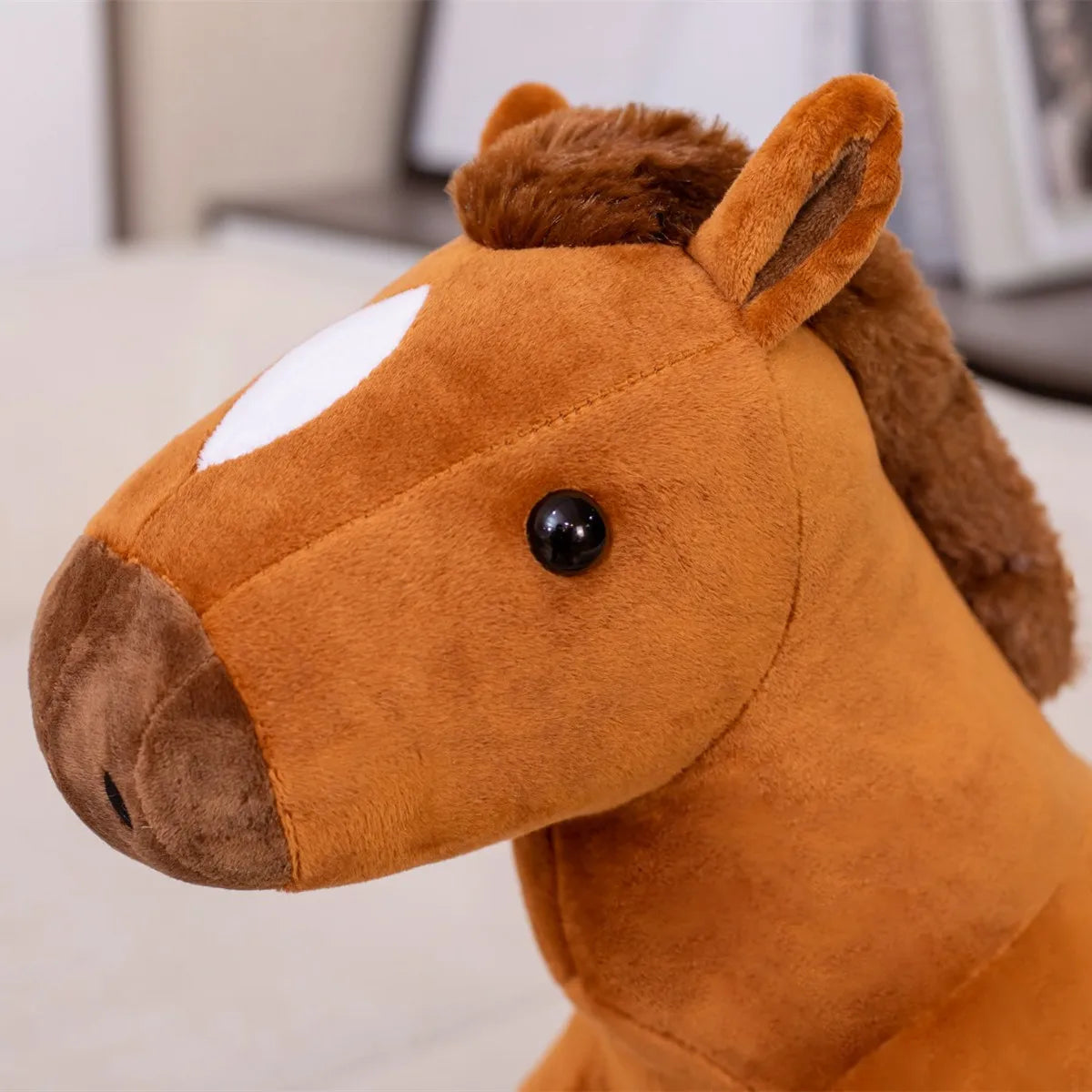 Cuddly Sitting Horse Plush Toy in Brown or White - Image 6