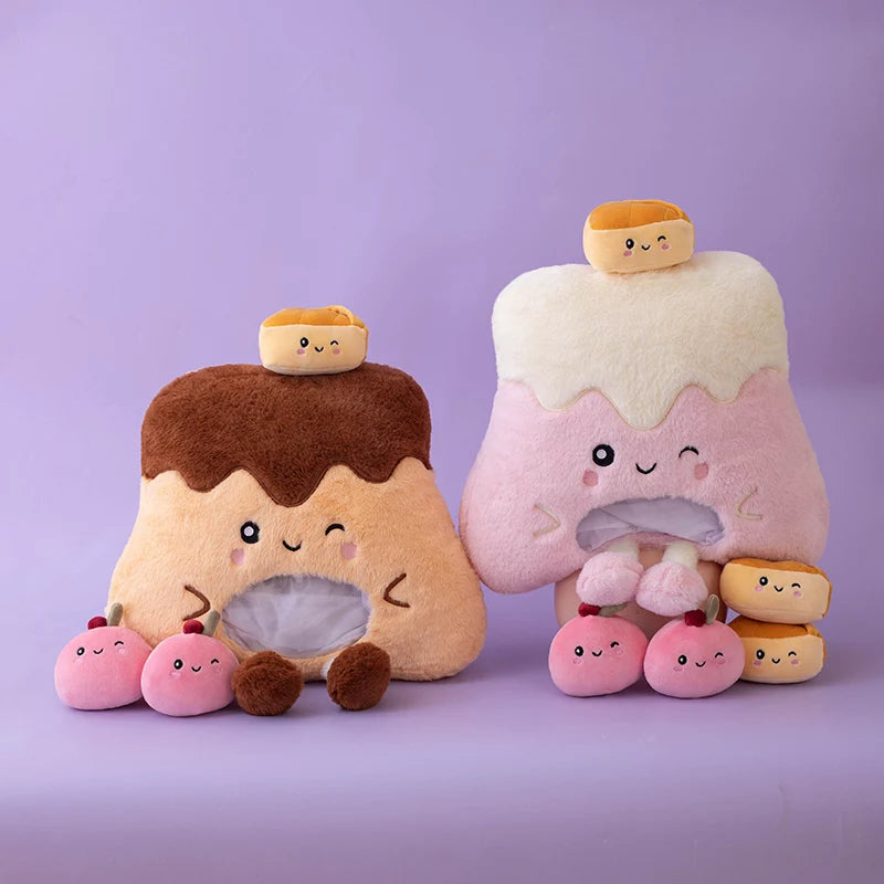 Sweet Custard Plush Pillow with Hand Warmer Pocket