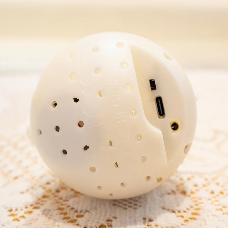 Cute Spherical White Fox Plush Toy with Red Accents - Image 4