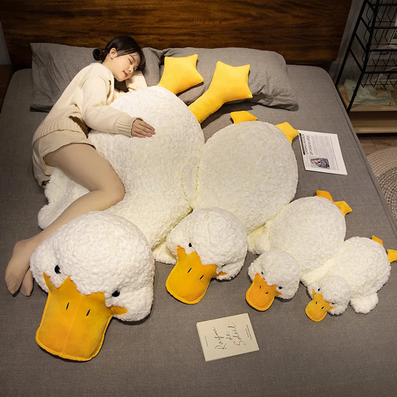 Oversized Fluffy White Duck Body Pillow Plush - Image 3