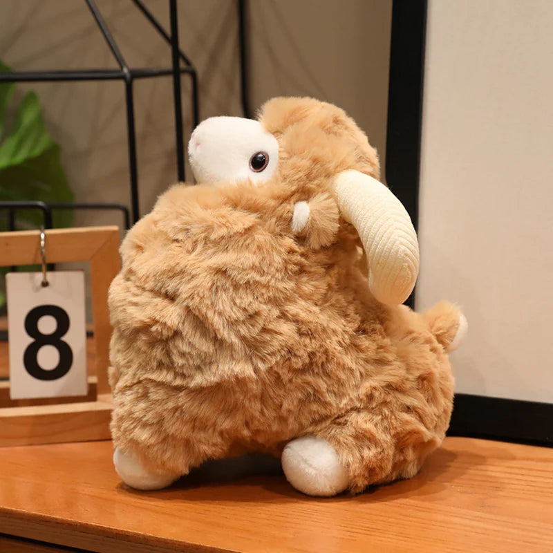 Creamy White Fluffy Sheep Plush with Ribbed Ears - Image 7