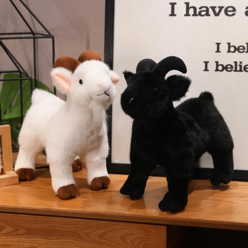 Soft White Ram Plush Toy with Curled Horns