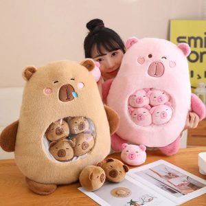 Chubby Plush Bear with Clear Pocket & Mini Bears