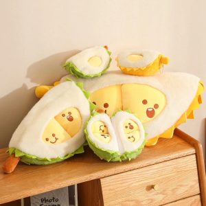 Cute Durian Fruit Plush Toy Set with Faces