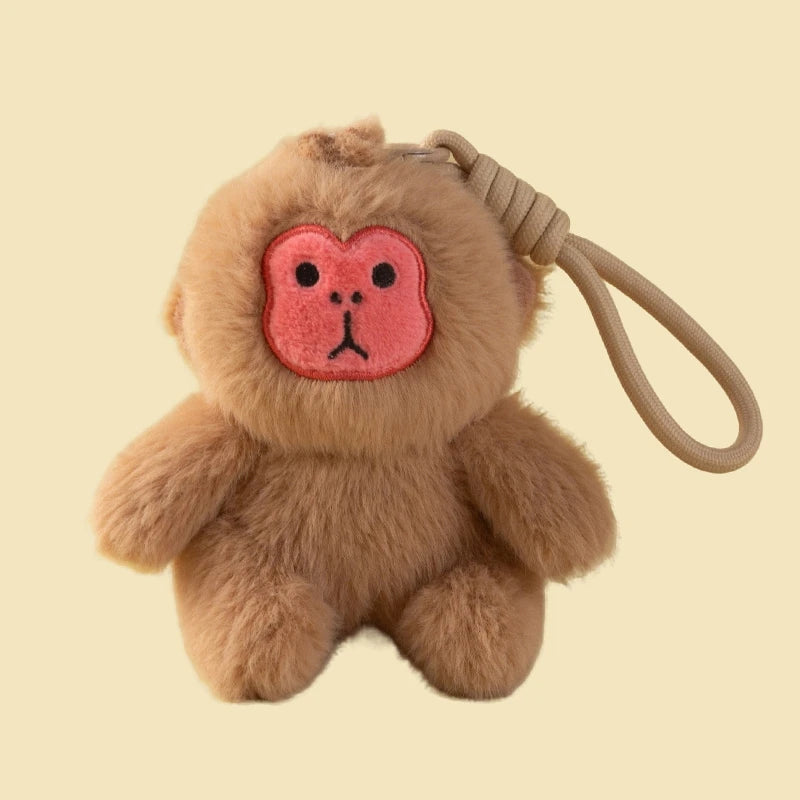 Cute Black Gibbon Plush Keychain - Image 9