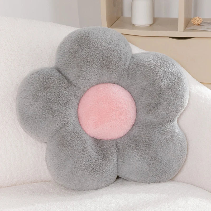 White Daisy Flower Plush Pillow with Orange Center - Image 6