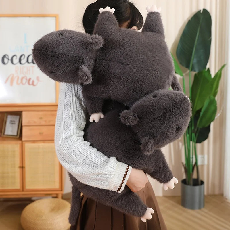 Soft Dark Gray Mole Plush Toy with White Paws - Image 4