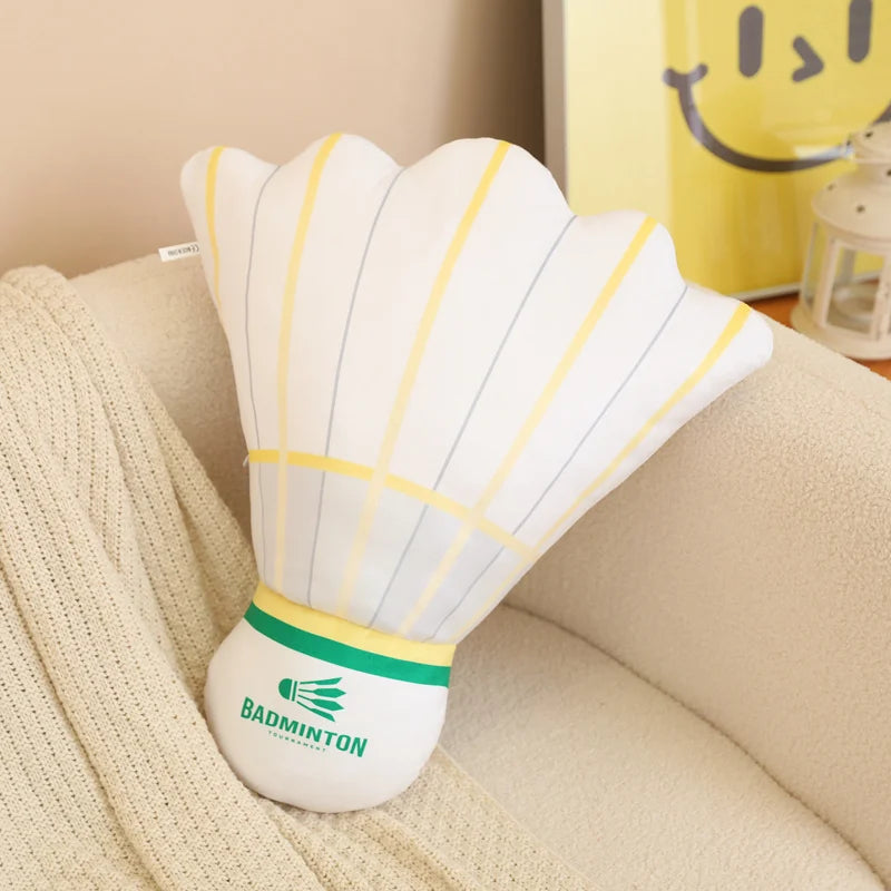 White & Green Striped Plush Badminton Shuttlecock Pillow - Image 6