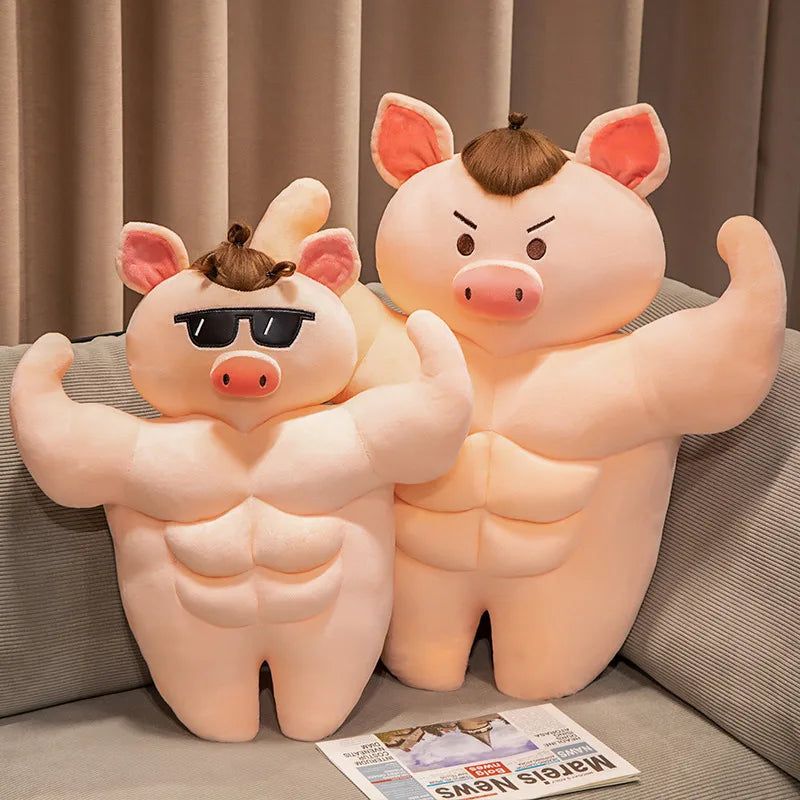 Muscle Pig Plush Toy with Denim Vest - Image 5