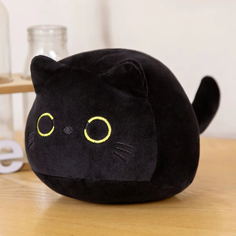 Cute Round Black Cat Plushie with Pink Ears - Image 6