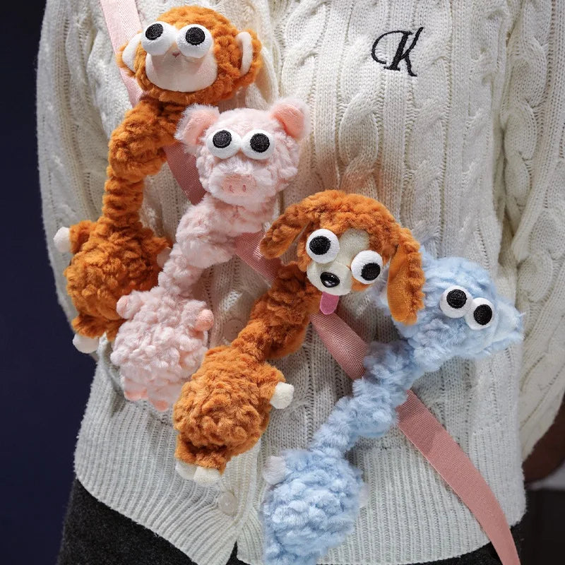 Whimsical Multi-Animal Plush Strap with Googly Eyes