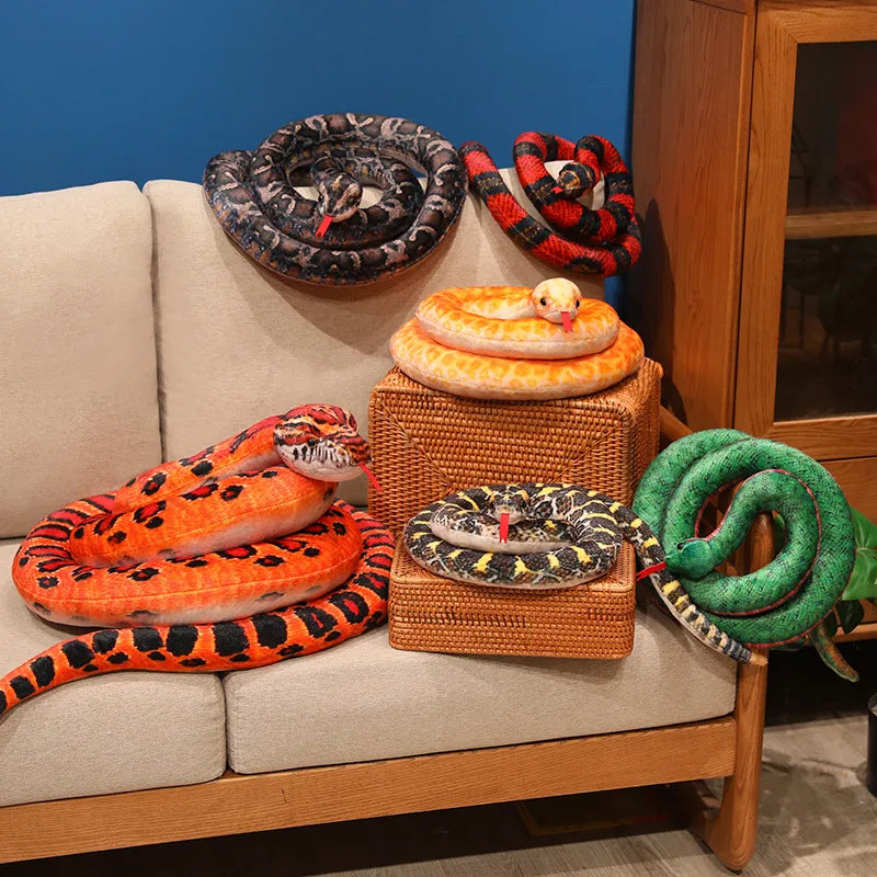 Realistic Red and Black Striped Plush Snake - Image 5