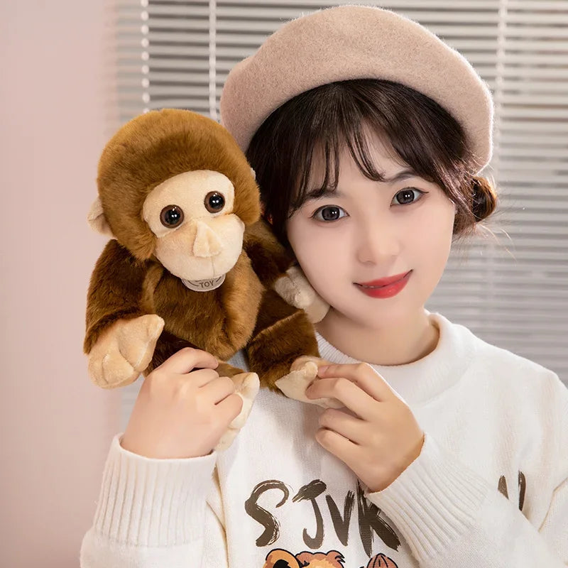 Cute Brown Plush Monkey with Big Eyes - Image 2