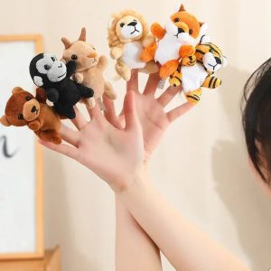6-Piece Plush Wild Animal Finger Puppet Set