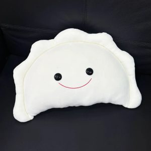 White Dumpling Plush Pillow with Happy Face