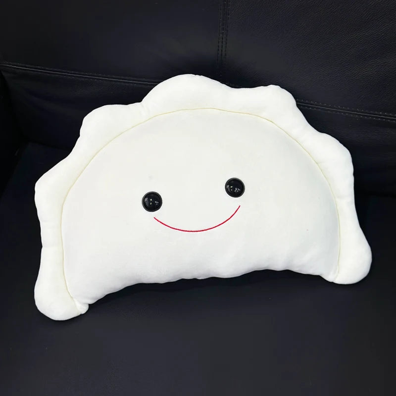 White Dumpling Plush Pillow with Happy Face