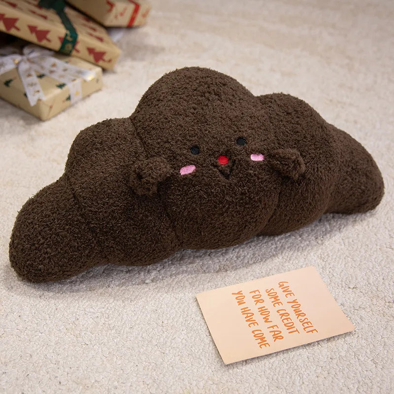 Cute Fuzzy Croissant Plush Pillow with Face - Image 8