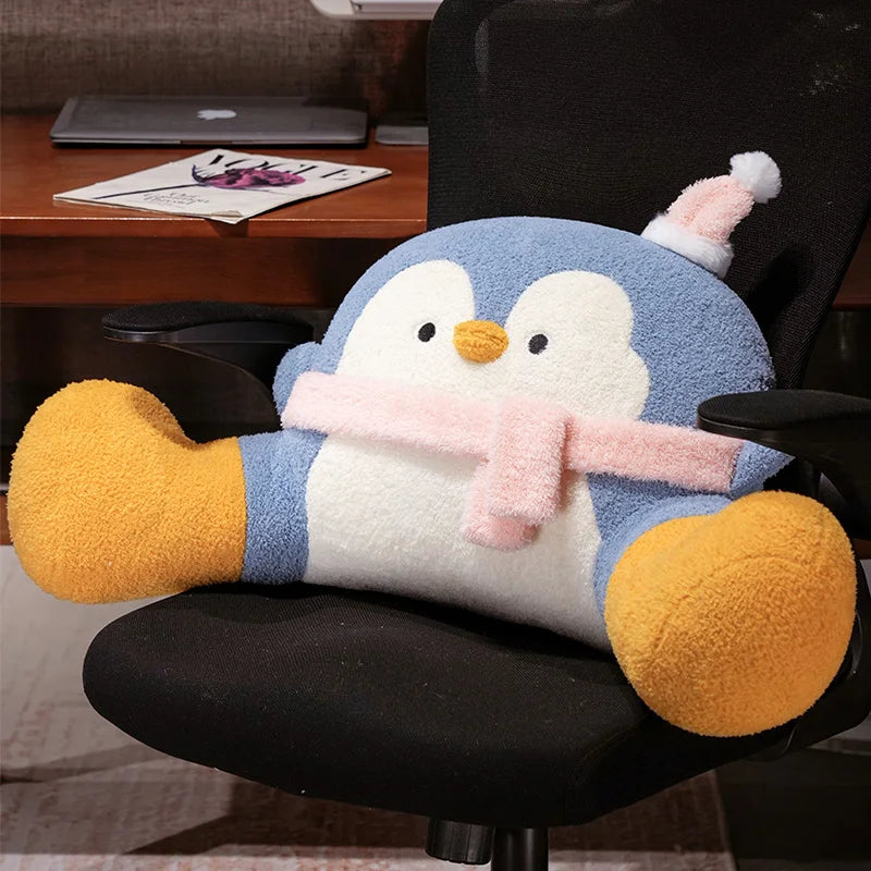 Cute Blue Penguin Plush Pillow with Hat and Scarf - Image 4
