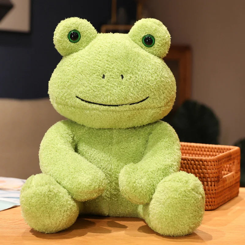 Cute Green Plush Frog with Knitted Sweater & Bag - Image 17