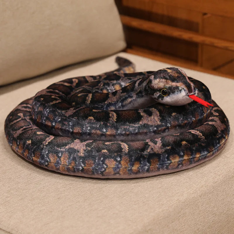 Realistic Red and Black Striped Plush Snake - Image 9