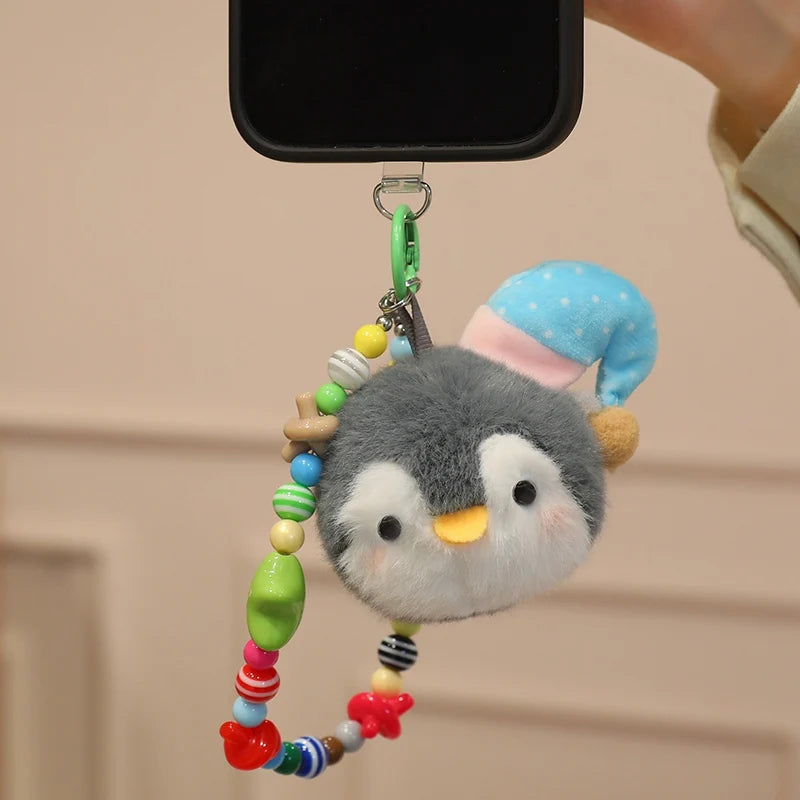 Fluffy White Dog Plush Phone Charm with Beaded Strap - Image 7