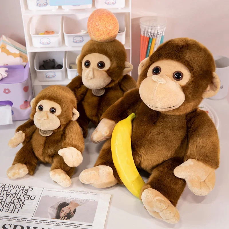 Cute Brown Plush Monkey with Big Eyes - Image 4
