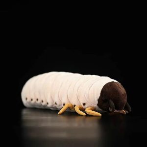 Cream Segmented Grub Worm Plush with Brown Head