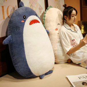 Cute Denim Blue Shark Oversized Plush Pillow
