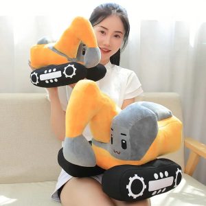 Cute Orange and Gray Excavator Plush Toy