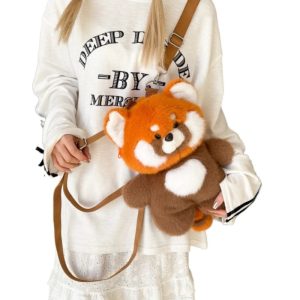 Cute Red Panda Plush Crossbody Bag