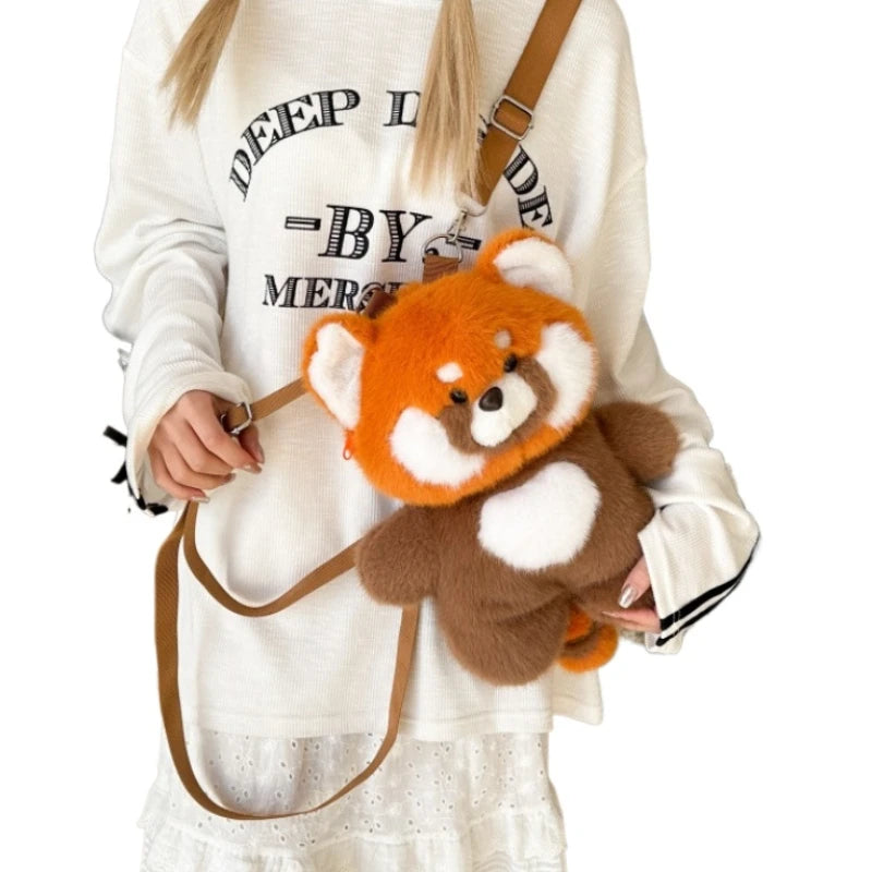 Cute Red Panda Plush Crossbody Bag