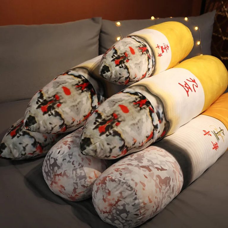 Giant Cigarette Shaped Plush Pillow with Ash Detail