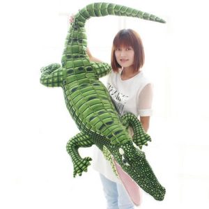 Giant Green Plush Crocodile with Open Mouth