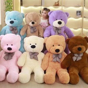 Giant Soft Plush Teddy Bear with Checkered Bow Tie
