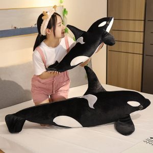 Large Black and White Orca Plush Toy