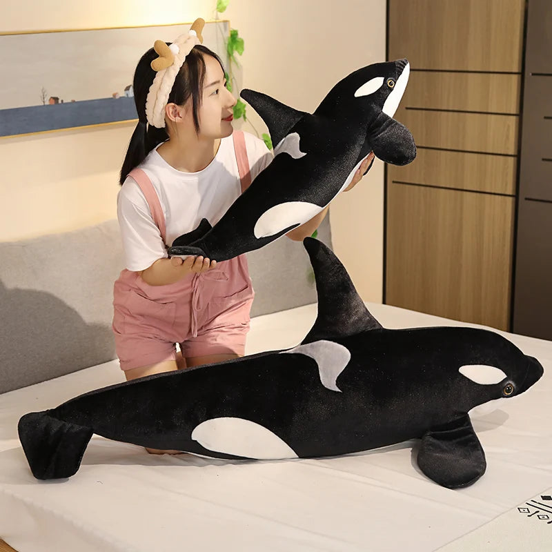 Large Black and White Orca Plush Toy