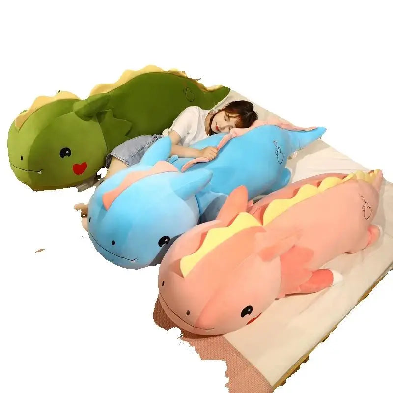 Long Blue Axolotl Plush Cuddle Body Pillow