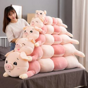 Long Pink Pig Caterpillar Body Pillow