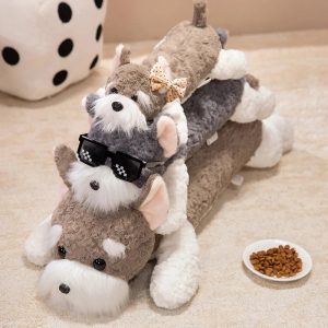 Long Schnauzer Dog Plush Pillow with Sunglasses