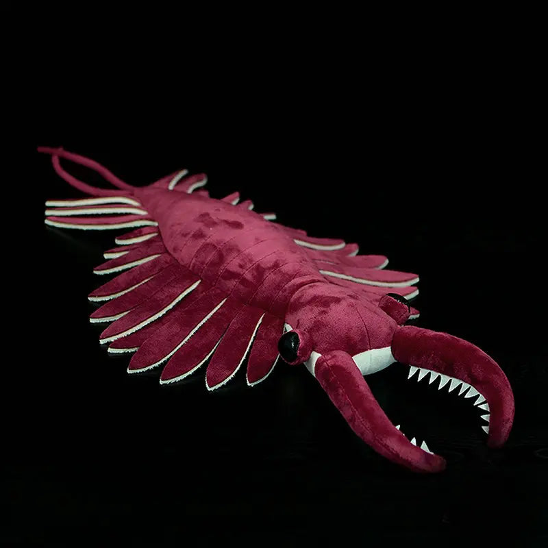 Maroon Anomalocaris Plush with Teeth and Fins
