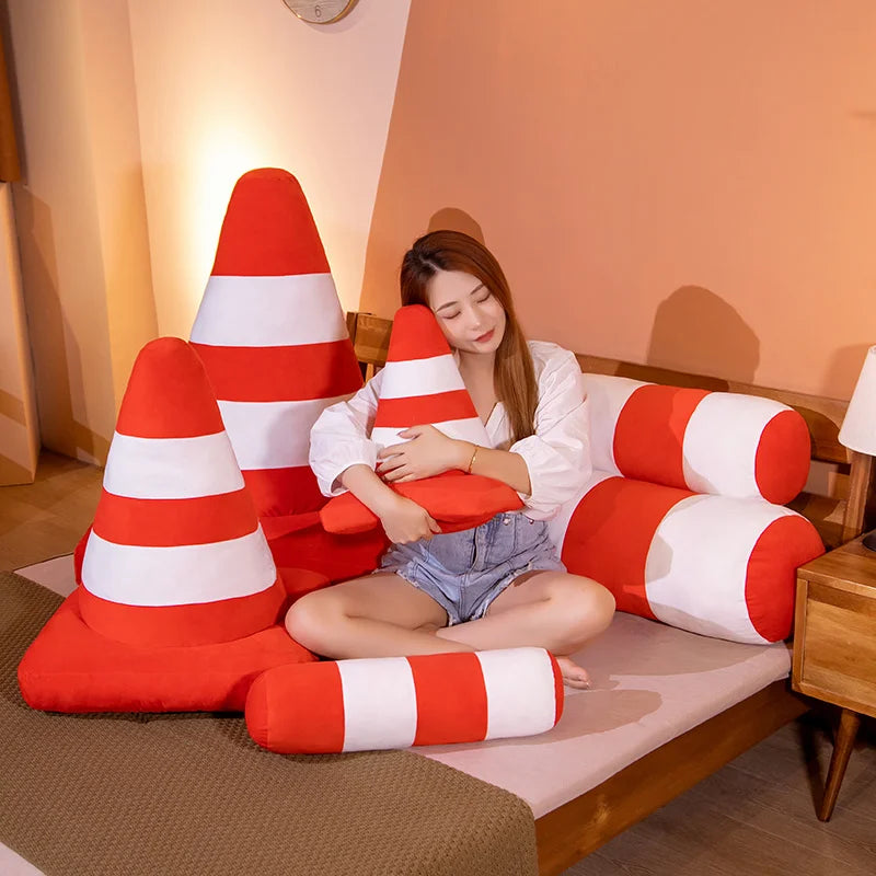 Novelty Plush Traffic Cone and Barrier Cushions