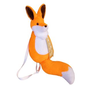 Orange Plush Fox Backpack with Scarf Detail