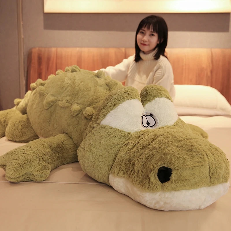 Oversized Olive Green Crocodile Plush Toy