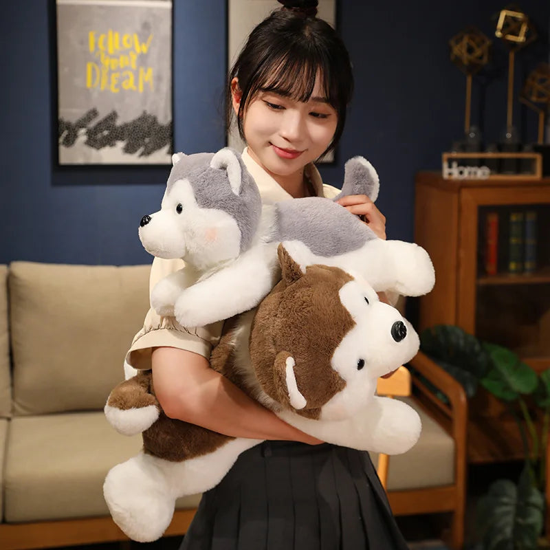 Soft Plush Lying Husky Dog Stuffed Animal