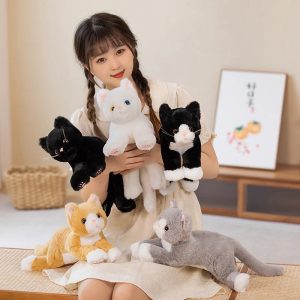Soft White Plush Cat with Heterochromia Eyes