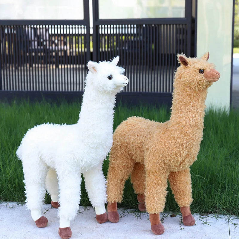 Standing White Plush Alpaca Toy